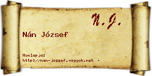 Nán József névjegykártya